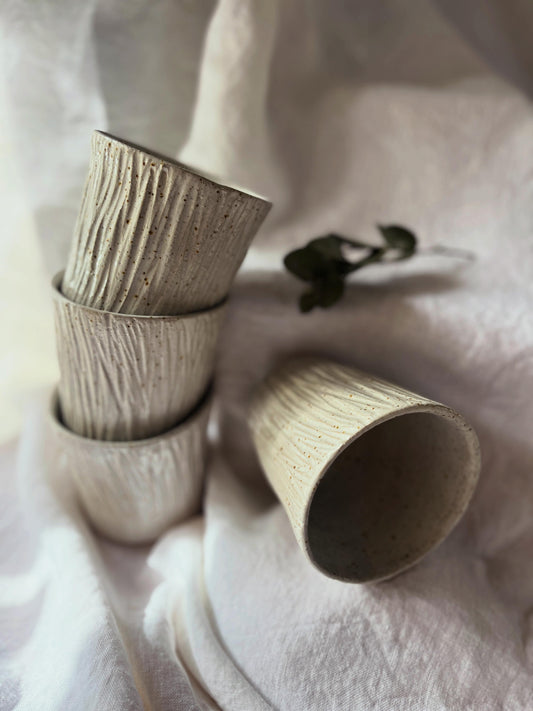 Carved Stoneware Tumbler
